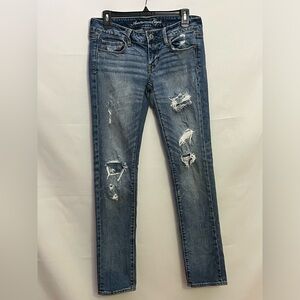 Amarican eagle stretch women skinny ripped jeans size 6 regular